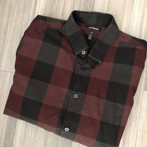 Express Slim Plaid Print Cotton Shirt